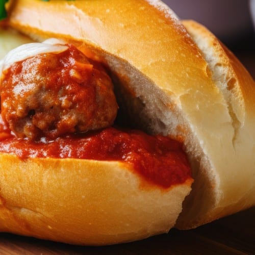 Meatball Parmesan Sandwich.